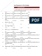 Linear Equations in One Variable: Questions