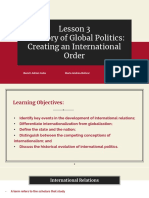 Lesson 3 - History of Global Politics Creating International Order