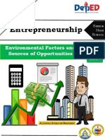 Entrepreneurship: Environmental Factors and Sources of Opportunities