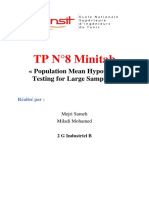 TP N°8 Minitab: Population Mean Hypothesis Testing For Large Samples