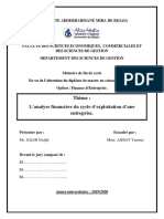 L'analyse Financière Du Cycle D'exploitation D'une Entreprise