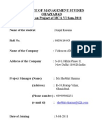 Institute of Management Studies Ghaziabad Synopsis On Project of MCA VI Sem-2011