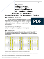 Inquiries, Investigations and Immersion: Quarter 3 - Module 1