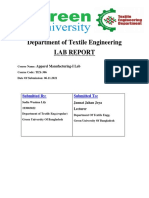 Department of Textile Engineering Lab Report: Submitted By: Submitted To