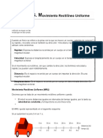 Ovimiento Rectilíneo Uniforme: La Velocidad de Vehículo Es Mayor en Las Rectas Que en Las Curvas