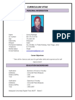 Curriculum Vitae: Personal Information