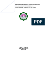 On The Use of Printed Modular Modality in Noli National High School in The Academic Year 2020-2021 and Its Impact To Students, Parents, and Teachers