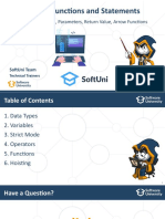 Syntax, Functions and Statements: Values, Operators, Parameters, Return Value, Arrow Functions