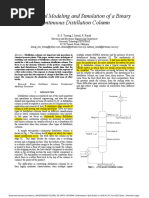 Fundamental Modeling and Simulation of A Binary Continuous Distillation Column