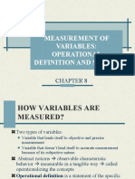 Measurement of Variables Operational Definition and Scales Chapter 8