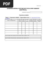 Experience Details For The Post of Sr. Staff Scientist (Electrical)