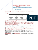 Sociology Class 11doc - Chap3 - Social Change and Social Order in Rural and Urban Society