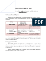 Module 5 - Quarter Two: The Reports, Survey Questionnaire and Methods of Administering It