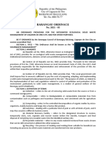 Barangay Ordinace: Republic of The Philippines City of Cagayan de Oro Barangay Balulang Tel. No. 880-76-77