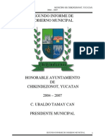 Segundo Informe de Gobierno Municipal: Municipio de Chikindzonot, Yucatan