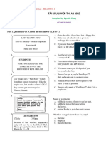 Tài Liệu Luyện Thi A2 2022: Test 1. Part 1. Questions 1-10 - Choose the best answer (A, B or C) - 1