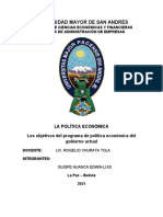 Los Objetivos Del Programa de Política Económica Del Gobierno Actual