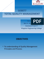 GE8077 Total Quality Management: Handled By, Mrs H. Shanmugavalli Assistant Prof/ IT Kingston Engineering College