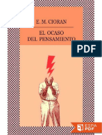 El Ocaso Del Pensamiento - E. M. Cioran