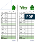 Yahtzee Score Card