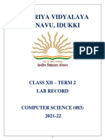 Kendriya Vidyalaya Painavu, Idukki: Class Xii - Term 2 Lab Record