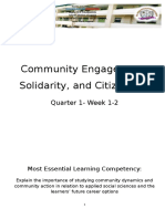 Community Engagement, Solidarity, and Citizenship: Quarter 1-Week 1-2