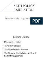 Formulation of Health Policy