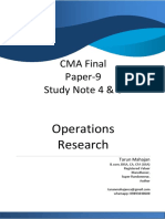 CMA Final Paper-9 Study Note 4 & 6: Operations Research