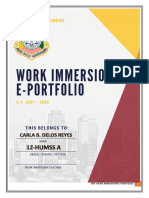 Shs Work Immersion E-Portfolio