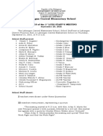 Labangan Central Elementary School: MINUTES of The 1 Lces Staff'S Meeting