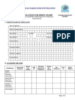 Overseas Pakistanis Foundation: Application For Merit Award