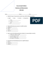 CHM 1032 Focus Problems Chemistry and Measurement