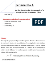 Experiment No. 6 Viscosity of Lubricating Oil