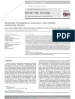 Identification of Total Productive Maintenance Barriers in Indian Manufacturing Industries