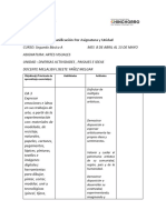 Planificación Por Asignatura y Unidad: Escuela Republica de Francia Unidad Tecnico Pedagógica