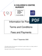 Information For Parents Terms and Conditions Fees and Payments