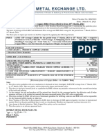 Bombay Metal Exchange LTD.: Sub: Benchmark - Copper Billet Prices Effective From 16 March, 2021