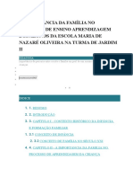 A Importância Da Família No Processo de Ensino Aprendizagem Dos Alunos Da Escola Maria de Nazaré Oliveira Na Turma de Jardim II