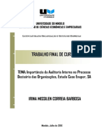 Irina Barbosa 2016. Importância Da Auditoria Interna No Processo Decisório Das Organizações