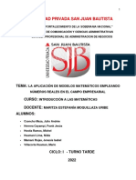 La Aplicación de Modelos Matemáticos Empleando Números Reales en El Campo Empresarial