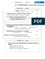 Devoir 2 Maths 1college 1er Semestre Sections Internationales Option Francais Modele 7