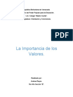 La Importancia de Los Valores Orientación y Convivencia