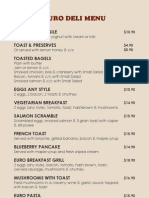  Euro Deli Cafe Food Menu