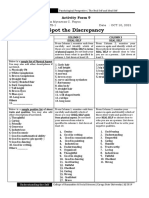 Spot The Discrepancy: Activity Form 9