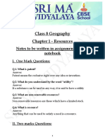 Class 8 Geography Chapter 1 Resources Notes