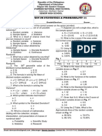 SUMMATIVE TEST in Statistics Probability