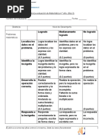 RUBRICA Evaluacion Matematica 4° AÑO Grupo 3