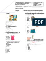 Evaluación Final de English Del Primer Periodo Grado 2