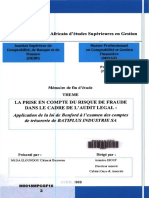 Prise en Compte Du Risque de Fraude Dans Le Cadre de L - Audit Légal