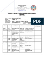 Teacher'S Weekly Work Plan & Accomplishment Reports: Sta. Cruz South High School